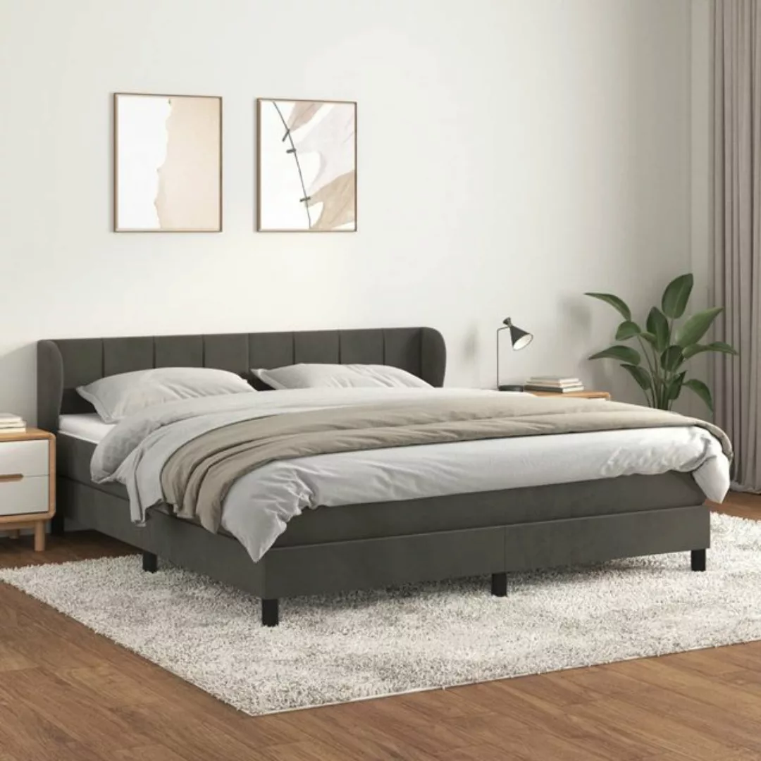 vidaXL Bettgestell Boxspringbett mit Matratze Dunkelgrau 160x200 cm Samt Be günstig online kaufen