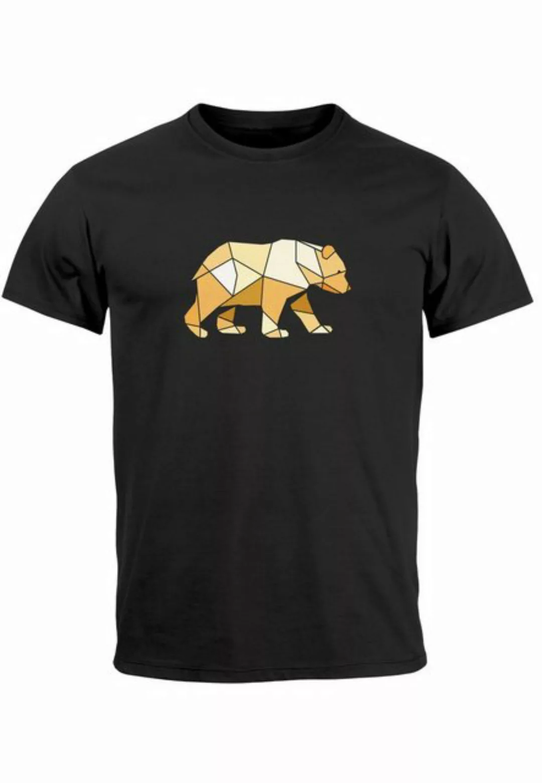 Neverless Print-Shirt Herren T-Shirt Bär Aufdruck Grafik Outdoor Polygon Mo günstig online kaufen