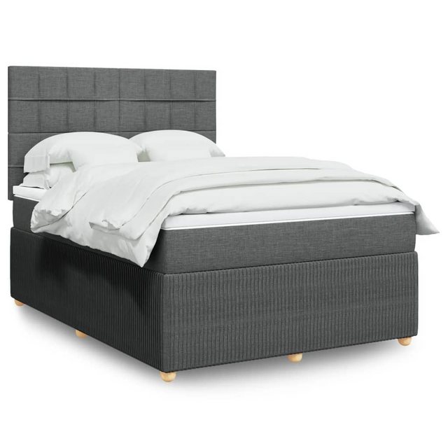 vidaXL Boxspringbett, Boxspringbett mit Matratze Dunkelgrau 140x200 cm Stof günstig online kaufen