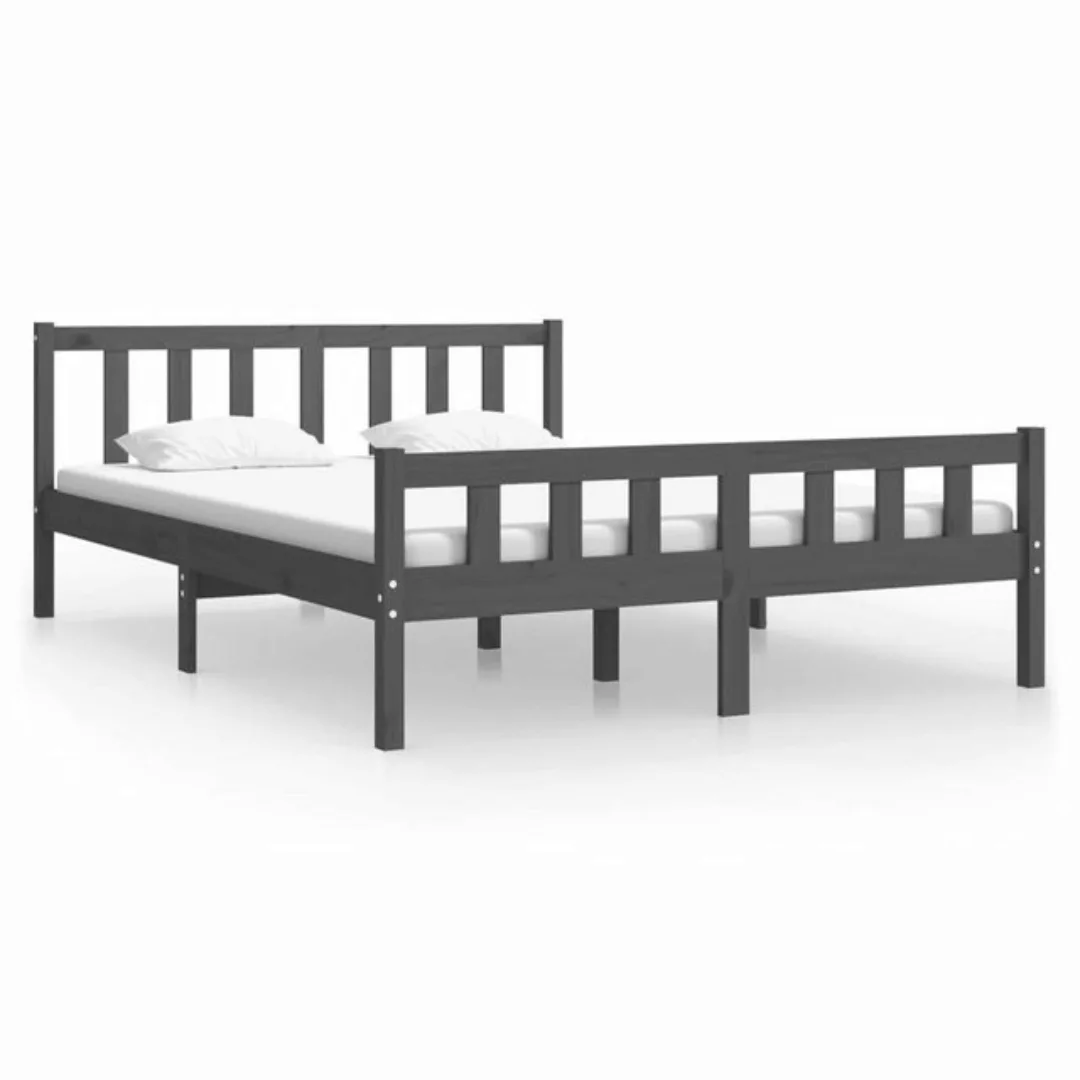furnicato Bett Massivholzbett Grau 135x190 cm günstig online kaufen