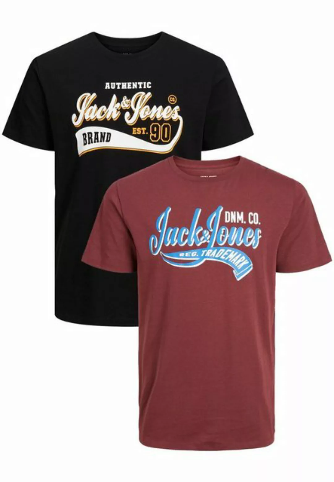 Jack & Jones T-Shirt 2-er Set Logo T-Shirt Kurzarm Basic Shirt JJELOGO (2-t günstig online kaufen