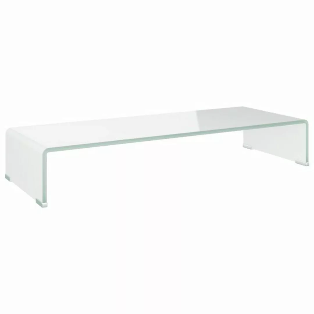 vidaXL TV-Schrank TV-Tisch Bildschirmerhöhung Glas Weiß 80x30x13 cm günstig online kaufen