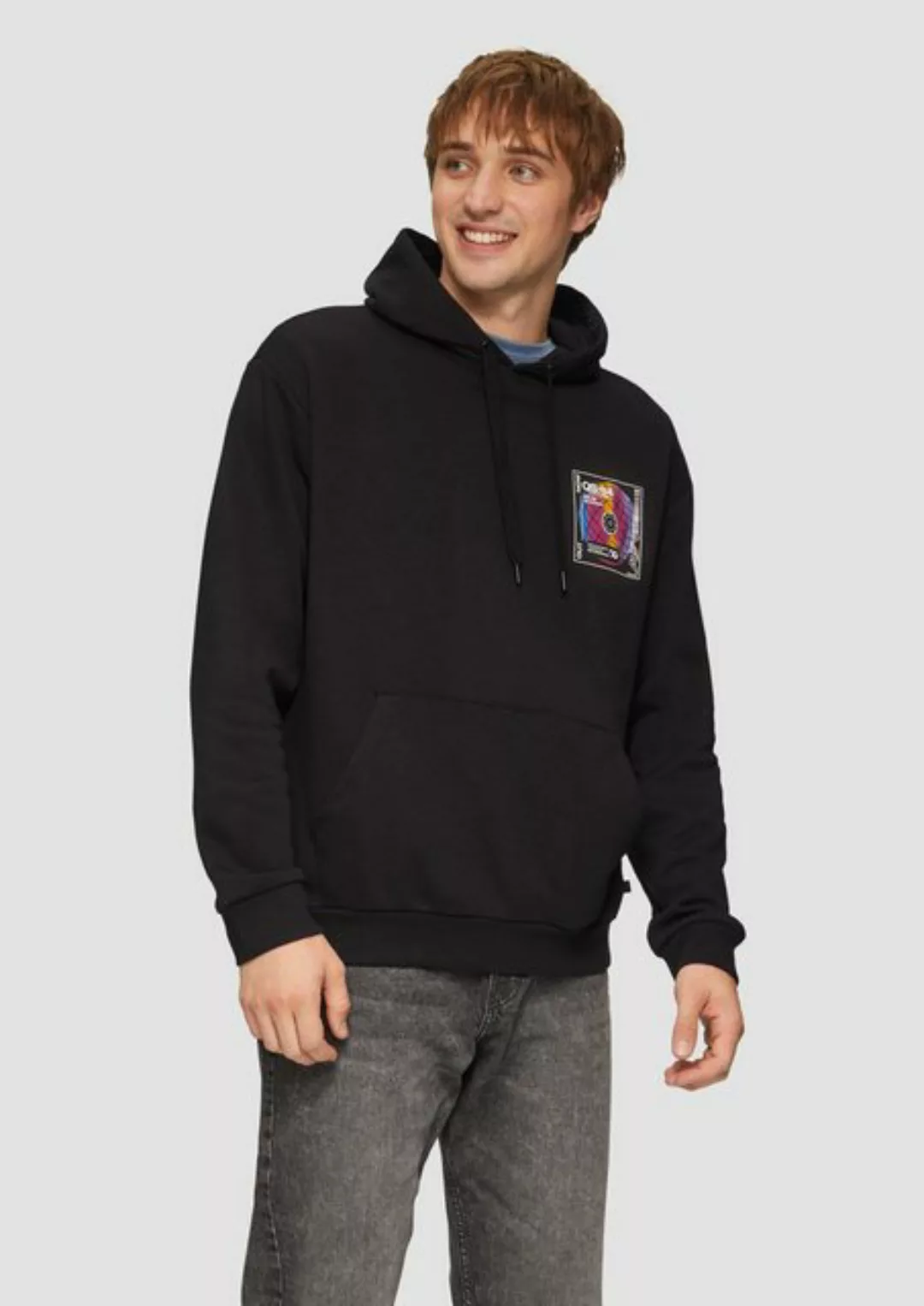 QS Sweatshirt Kapuzensweatshirt mit Front- und Rückenprint günstig online kaufen