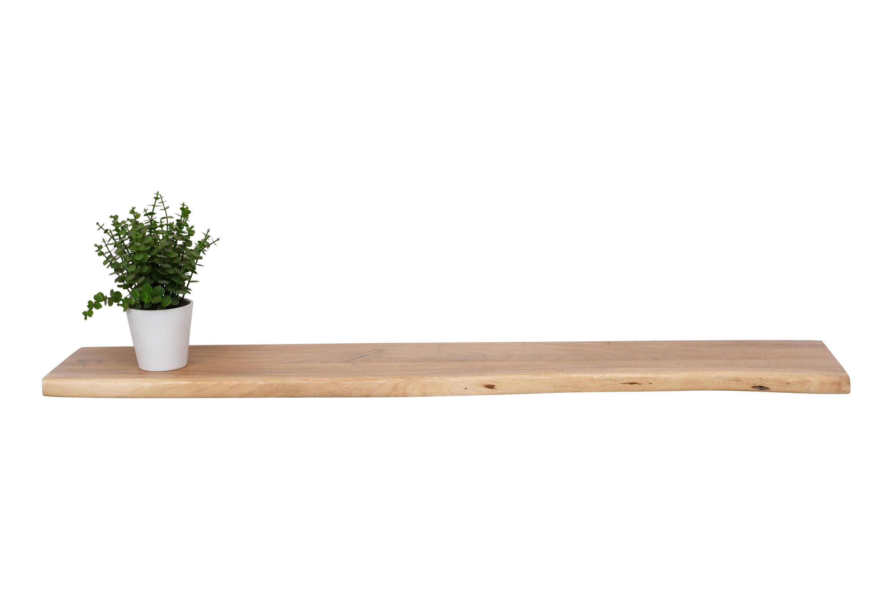 Trelevo® Wandregal Amanda, Akazienholz, Baumkante, Steckboard, günstig online kaufen