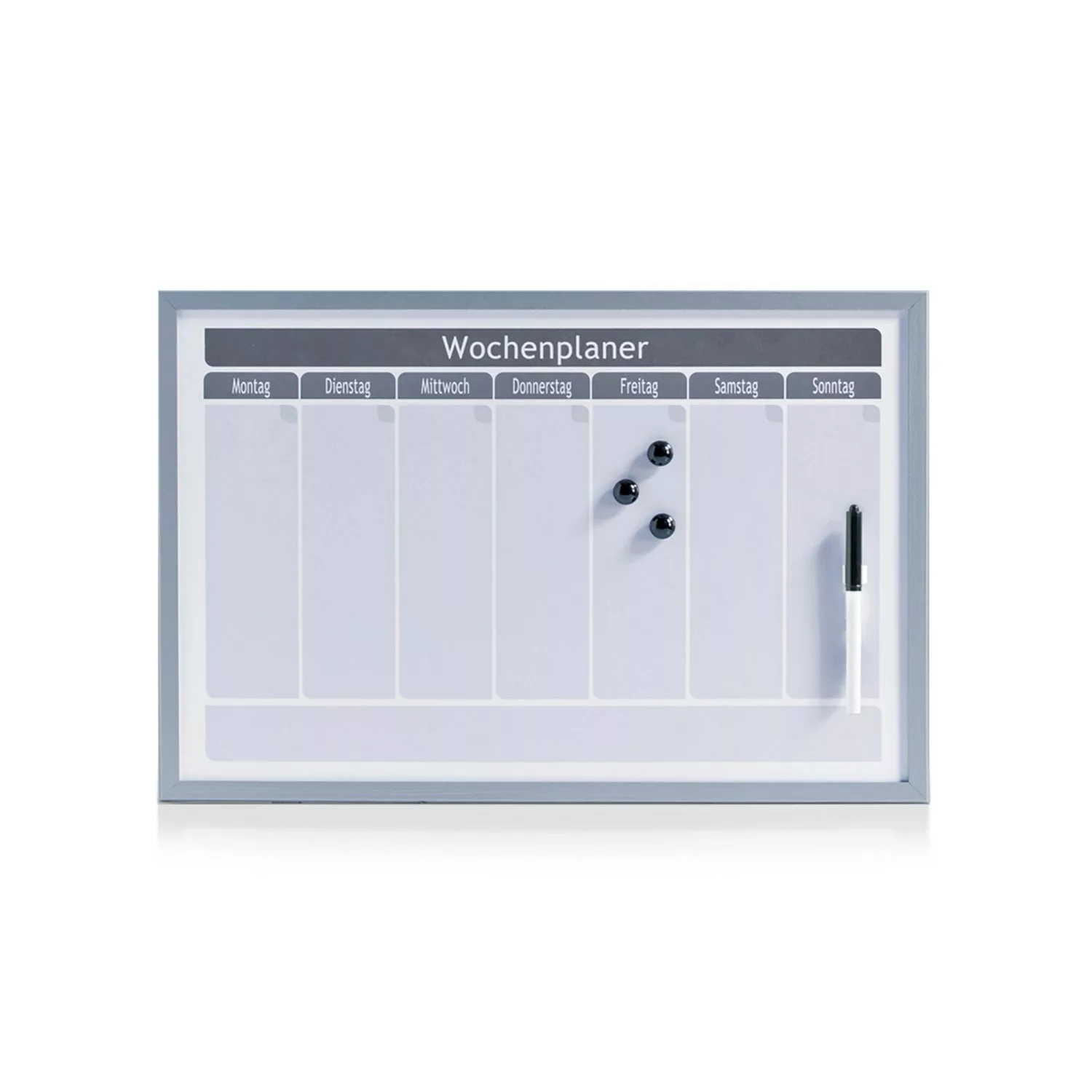 Zeller Wochenplaner Magnetisch Metall/MDF 59 cm x 39,5 cm x 1,5 cm Alugrau günstig online kaufen