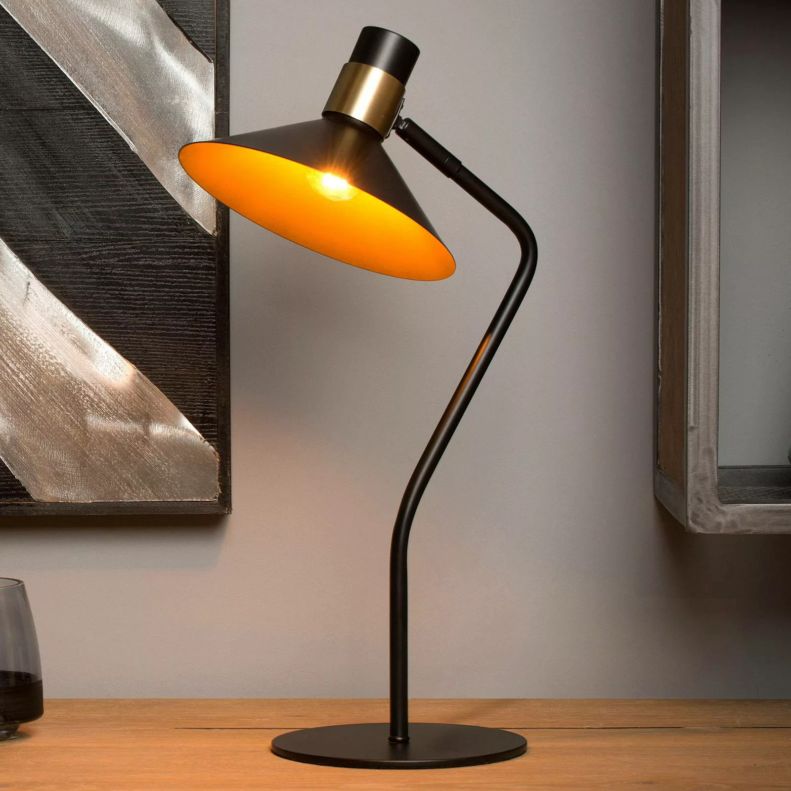 Tischlampe Pepijn in Schwarz und Gold günstig online kaufen