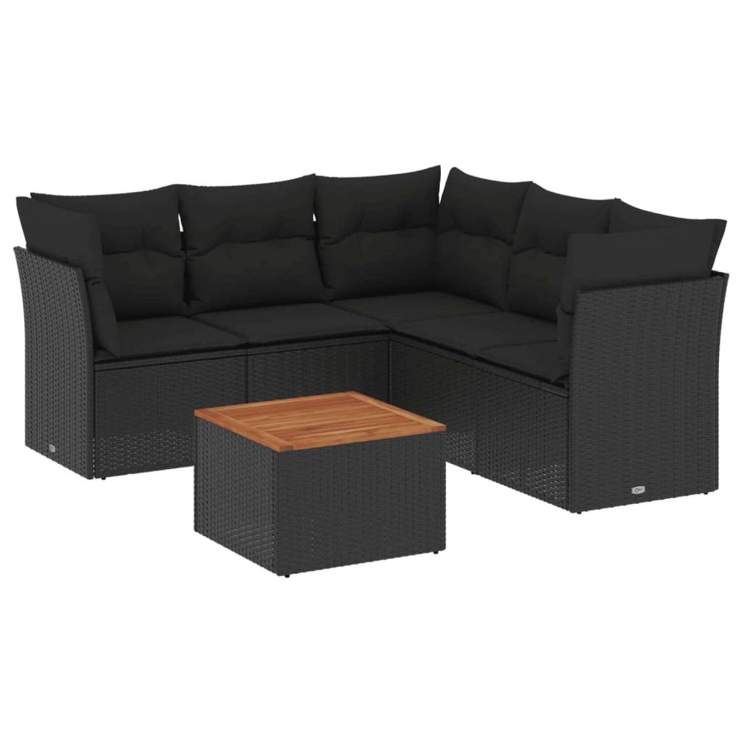 vidaXL 6-Tlg Garten-Sofagarnitur mit Kissen Schwarz Poly Rattan 3255964 günstig online kaufen