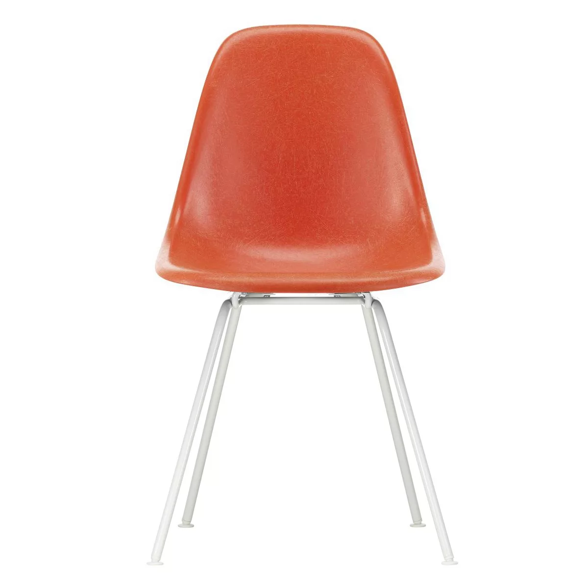 Vitra - Eames Fiberglass Side Chair DSX Gestell weiß - rot orange/Sitzschal günstig online kaufen