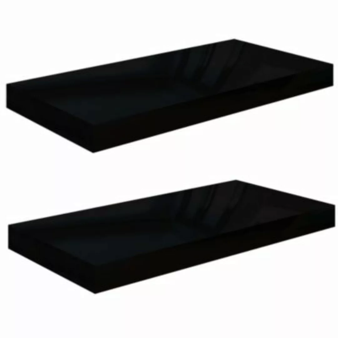 vidaXL Schwebende Wandregale 2 Stk. Hochglanz-Schwarz 50x23x3,8cm MDF Wandr günstig online kaufen