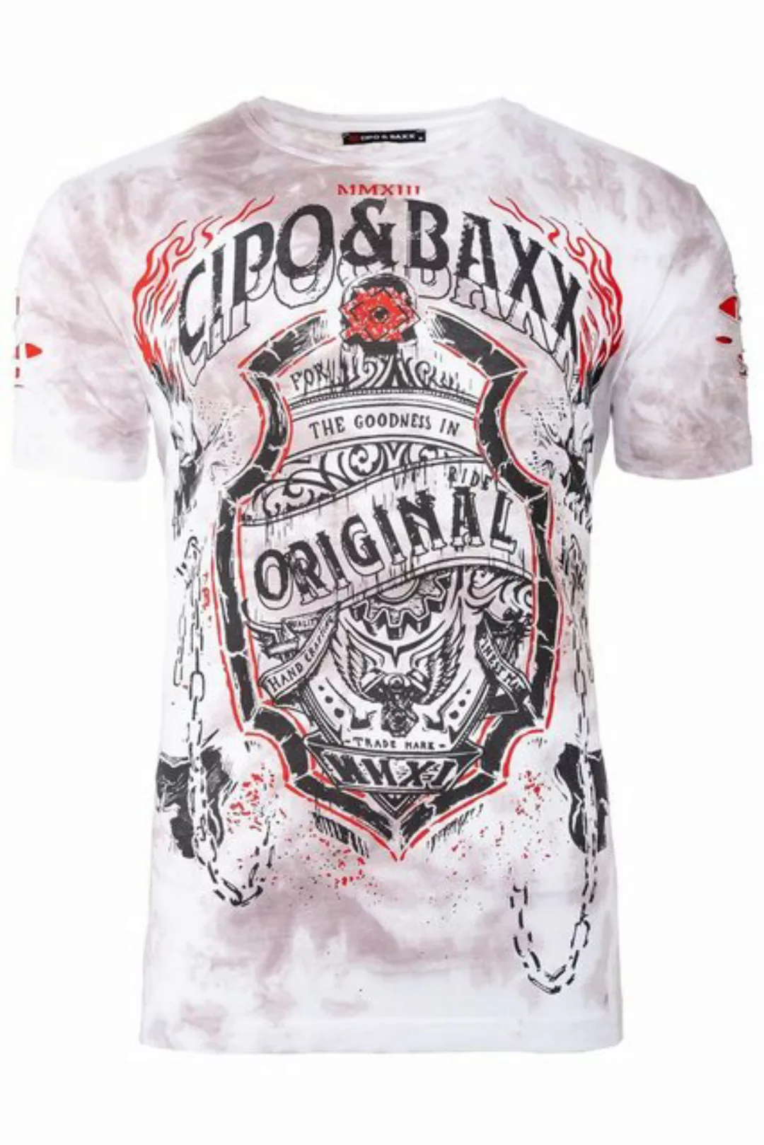 Cipo & Baxx Print-Shirt Extravagantes Kurzarm T-Shirt BA-CT772 Weiß S im Gh günstig online kaufen