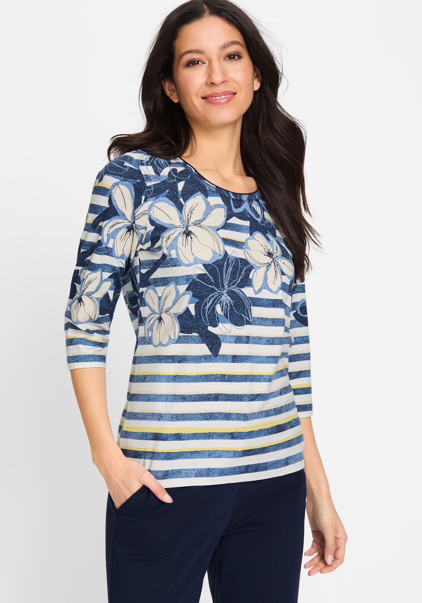 Olsen Print-Shirt (1-tlg) mit kleinen Dekosteinen günstig online kaufen