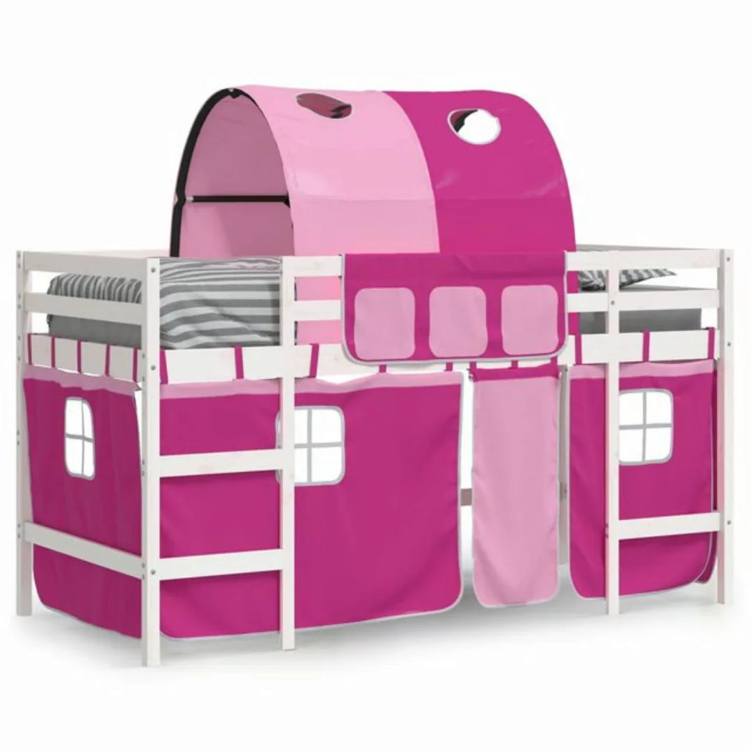 vidaXL Kinderbett Kinderhochbett mit Tunnel Rosa 80x200 cm Massivholz Kiefe günstig online kaufen