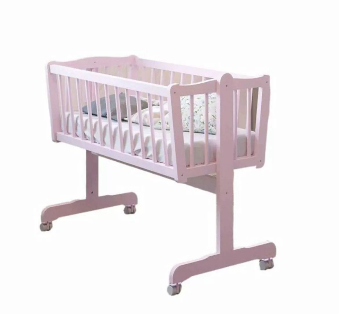 hopsibaby Babybett Babywiege Stubenwagen Kinderbett Rosa mit Matratze, Roll günstig online kaufen