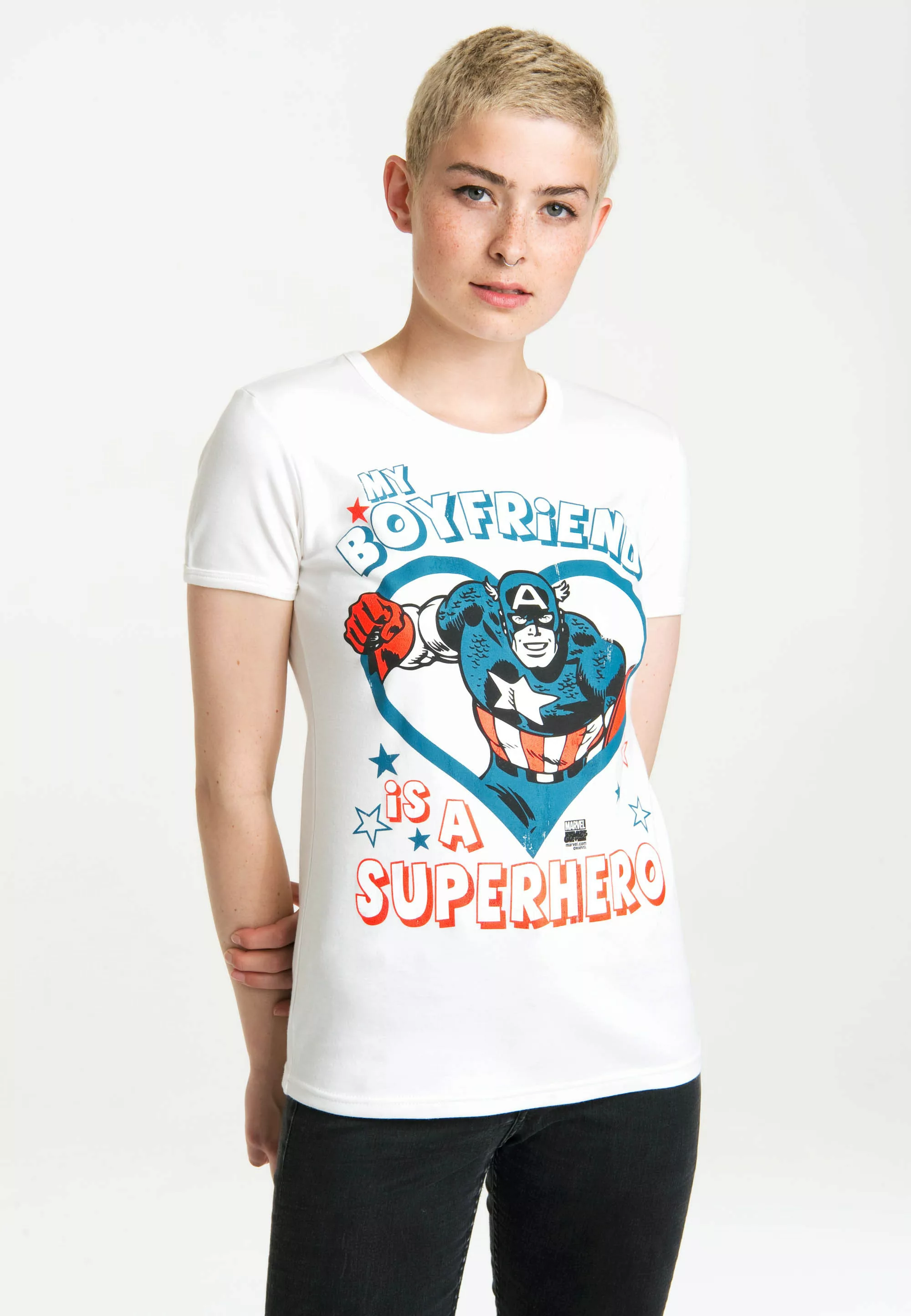 LOGOSHIRT T-Shirt "Marvel - My Boyfriend Is A Superhero" günstig online kaufen