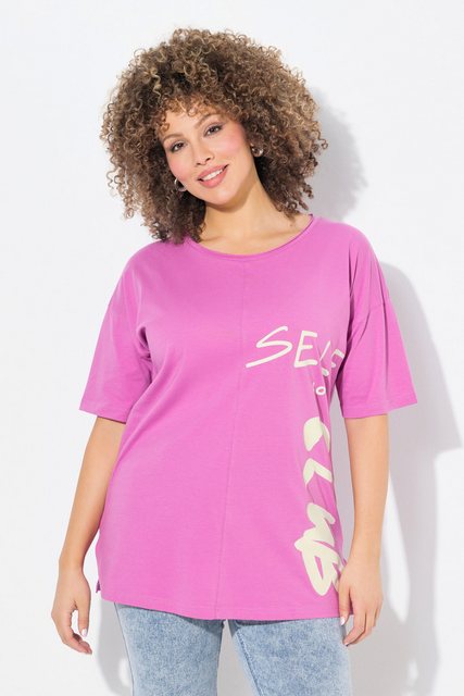 Ulla Popken T-Shirt T-Shirt Schriftdruck Oversized Rundhals Halbarm günstig online kaufen