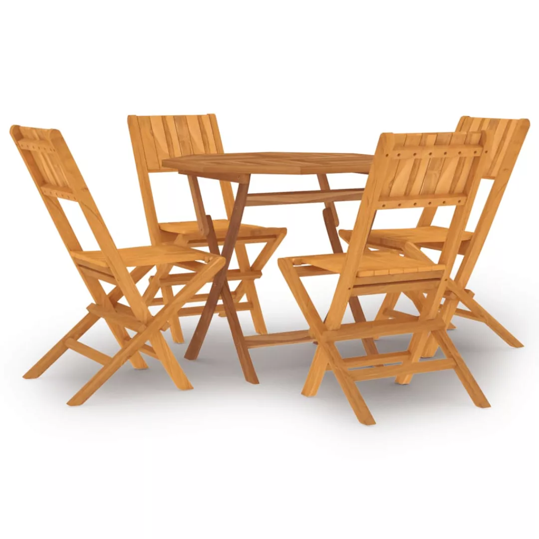 Vidaxl 5-tlg. Garten-essgruppe Massivholz Teak günstig online kaufen