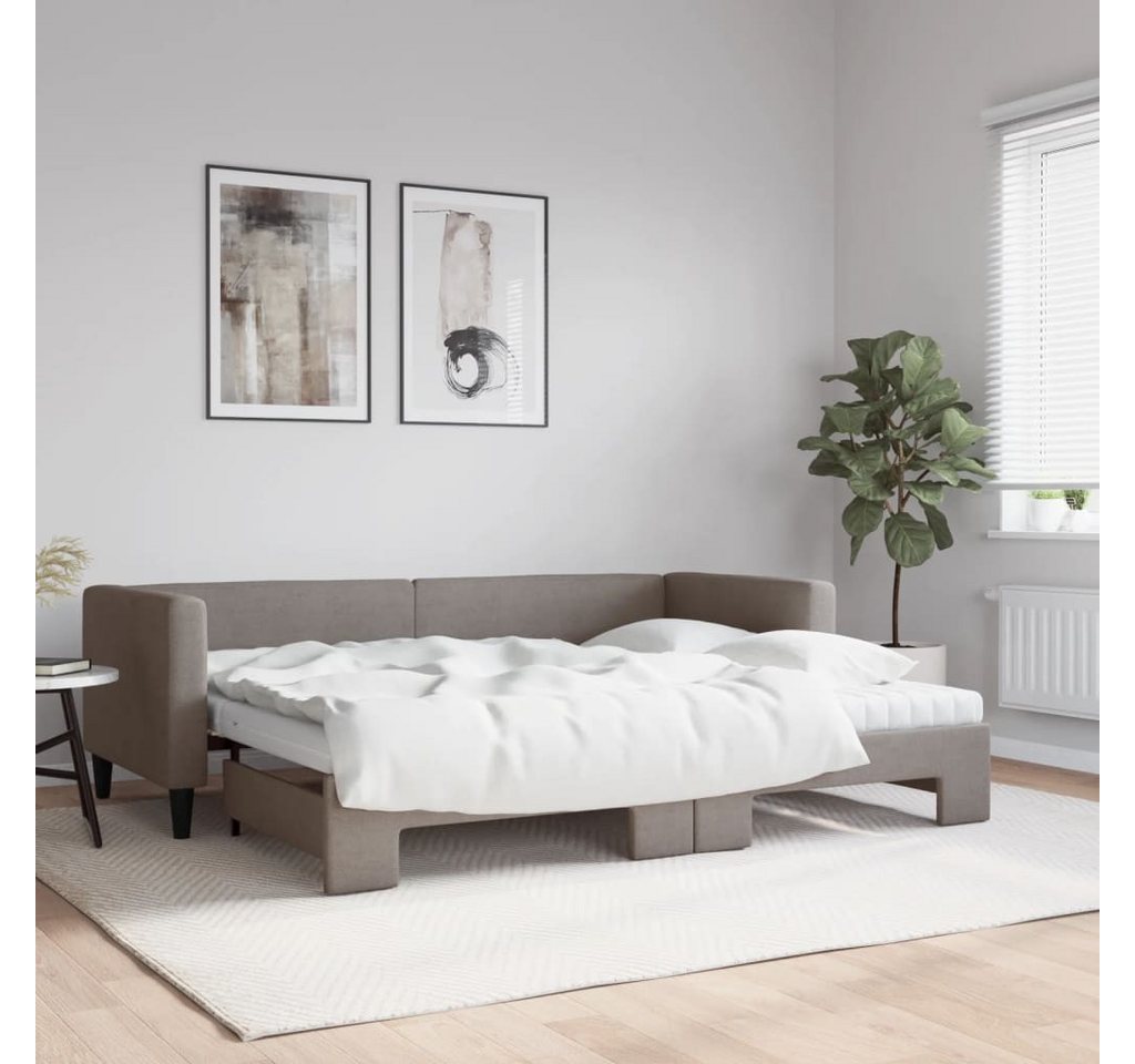 vidaXL Gästebett Gästebett Tagesbett Ausziehbar mit Matratzen Taupe 80x200 günstig online kaufen