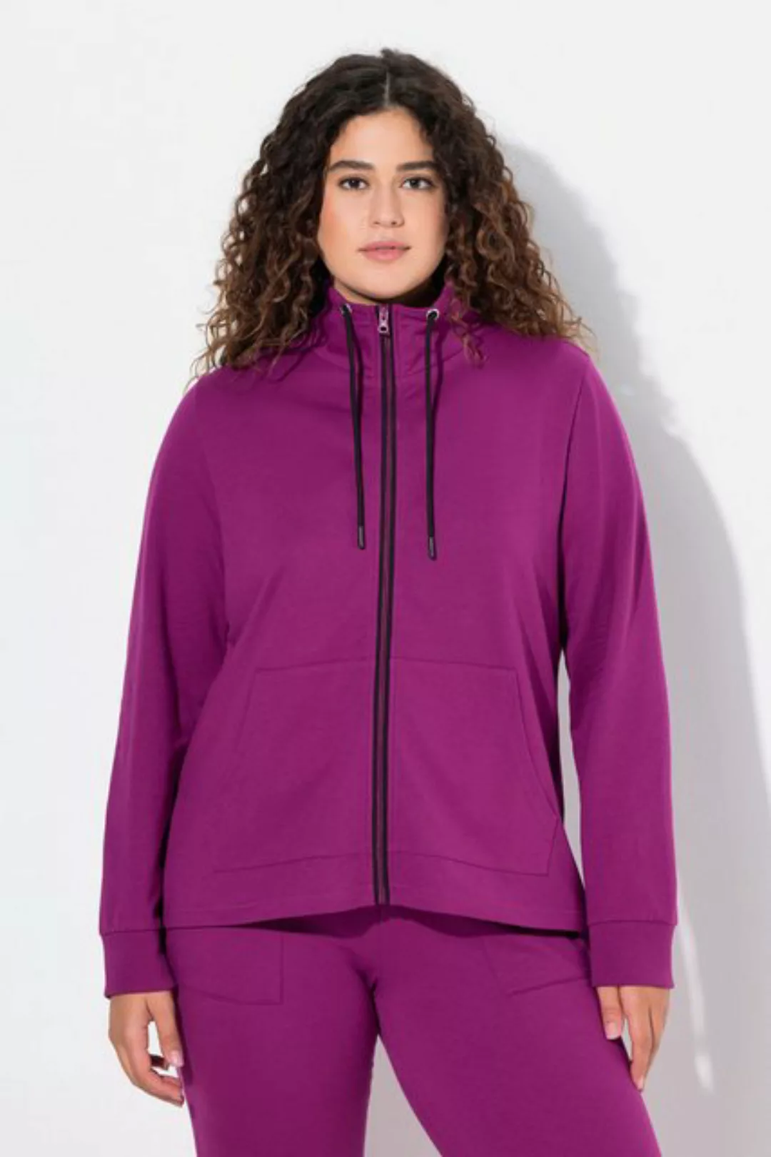 Ulla Popken Sweatjacke Sweatjacke Stehkragen Kängurutasche hinten länger günstig online kaufen