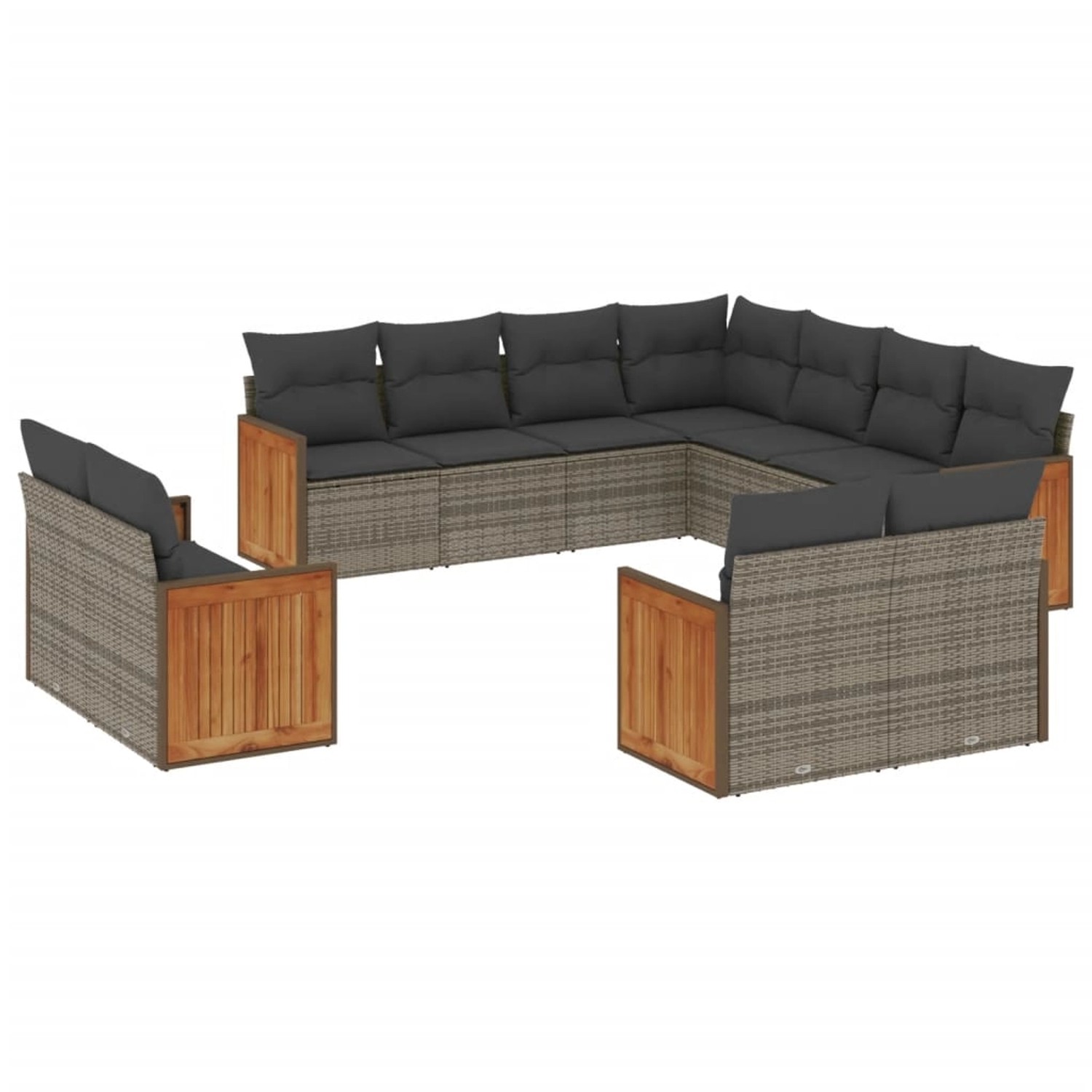 vidaXL 11-Tlg Garten-Sofagarnitur mit Kissen Grau Poly Rattan 3228181 günstig online kaufen
