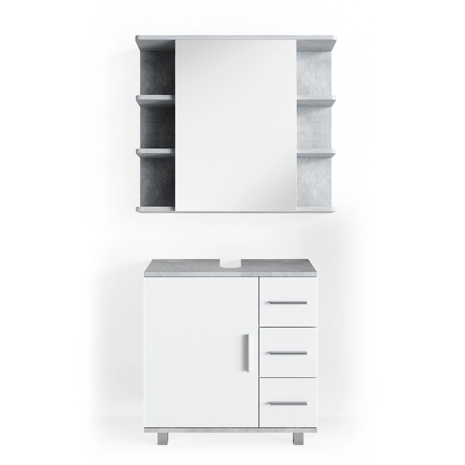 Vicco Badmöbel-Set Ilias, Weiß/Beton, 2 Teile, günstig online kaufen