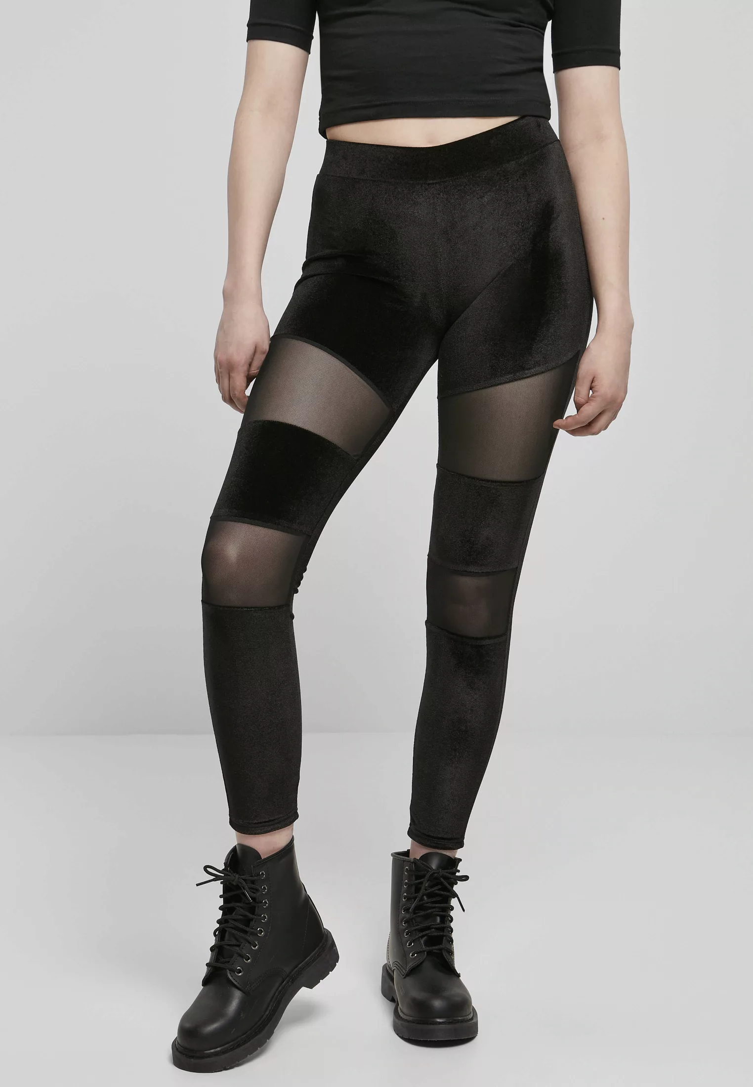 URBAN CLASSICS Leggings "Urban Classics Damen Ladies Velvet Tech Mesh Leggi günstig online kaufen