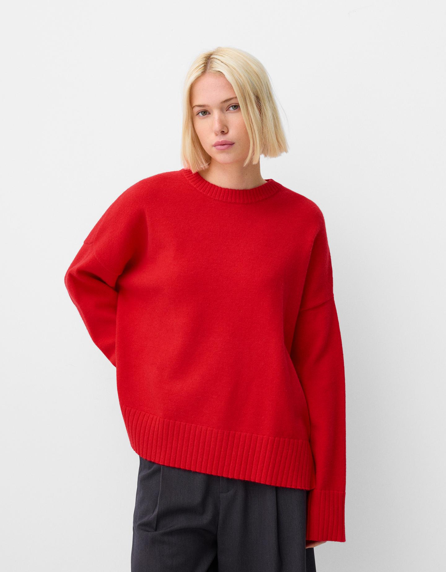 Bershka Pullover Mit Rundausschnitt Damen S Rot günstig online kaufen