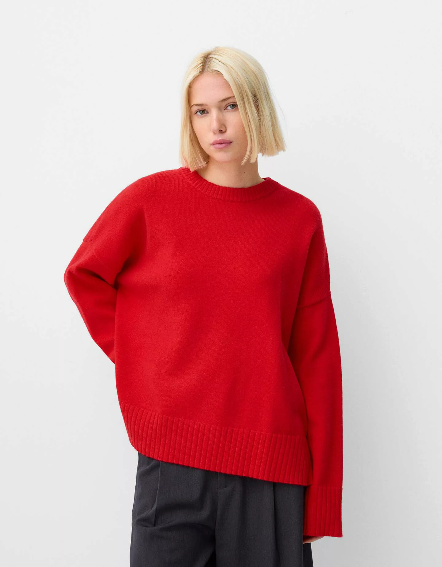 Bershka Pullover Mit Rundausschnitt Damen Xl Rot günstig online kaufen