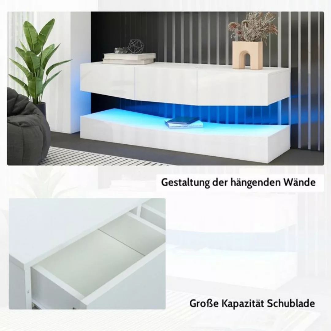 Odikalo TV-Schrank TV-Ständer TV Board Hängend befestigt schwimmend Weiß/Sc günstig online kaufen