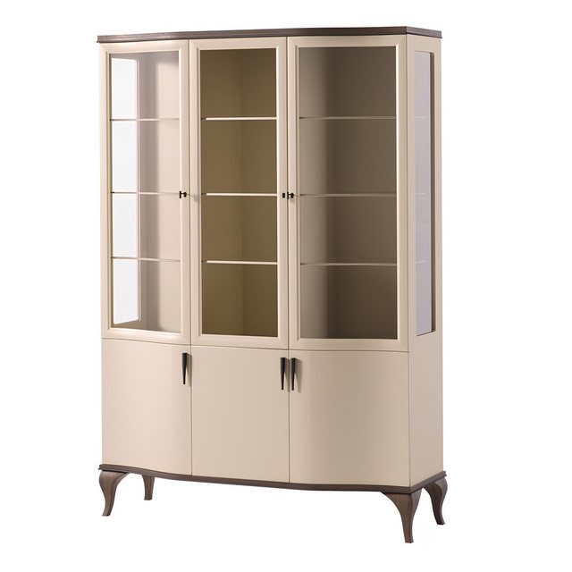 Xlmoebel Vitrine Luxuriöser Beistellschrank aus Holz in Beige für das Wohnz günstig online kaufen