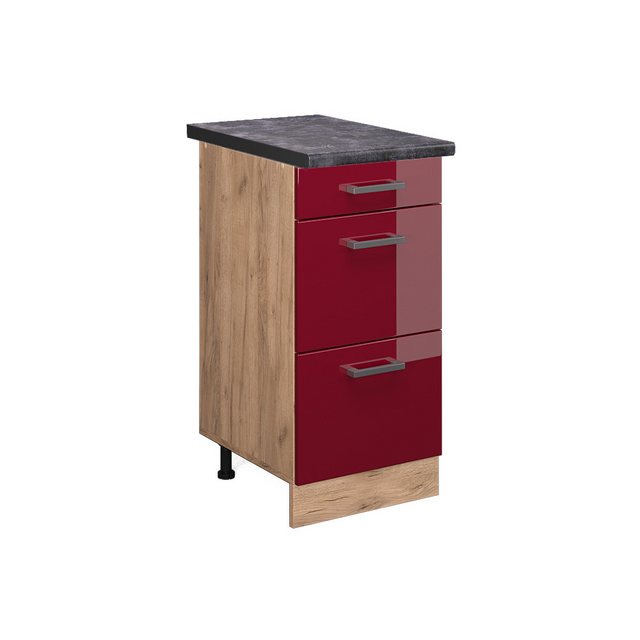 Vicco Unterschrank R-Line, Bordeaux Hochglanz/Goldkraft Eiche, 40 cm mit Sc günstig online kaufen