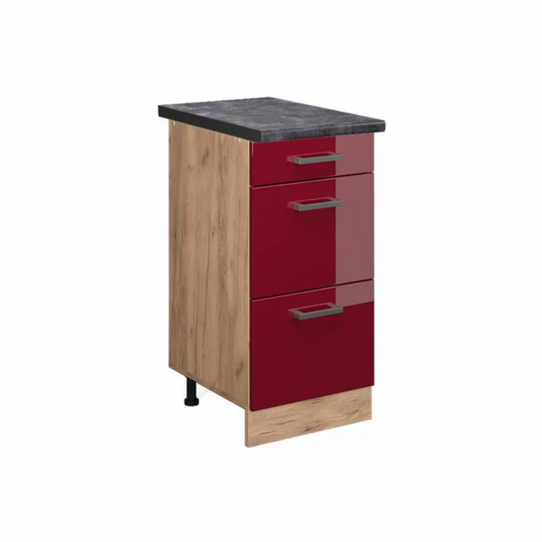 Vicco Unterschrank R-Line, Bordeaux Hochglanz/Goldkraft Eiche, 40 cm mit Sc günstig online kaufen