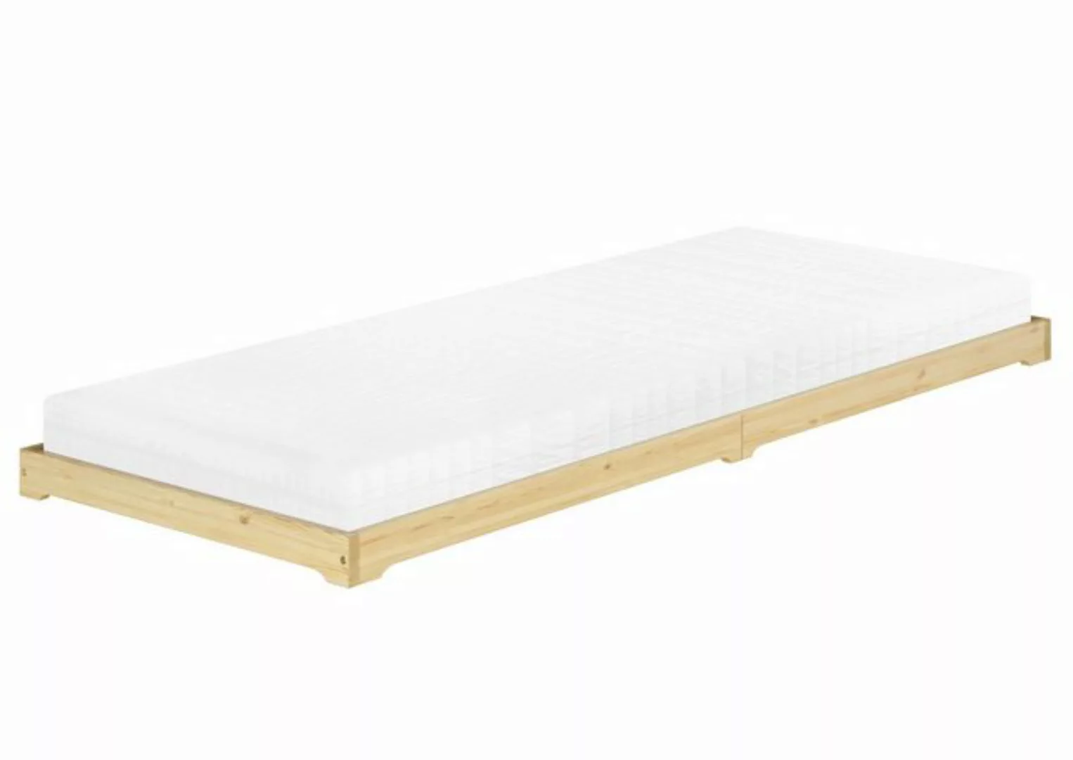 ERST-HOLZ Einzelbett Überlanges Holzbett Kiefer massiv extra niedrig 90x220 günstig online kaufen