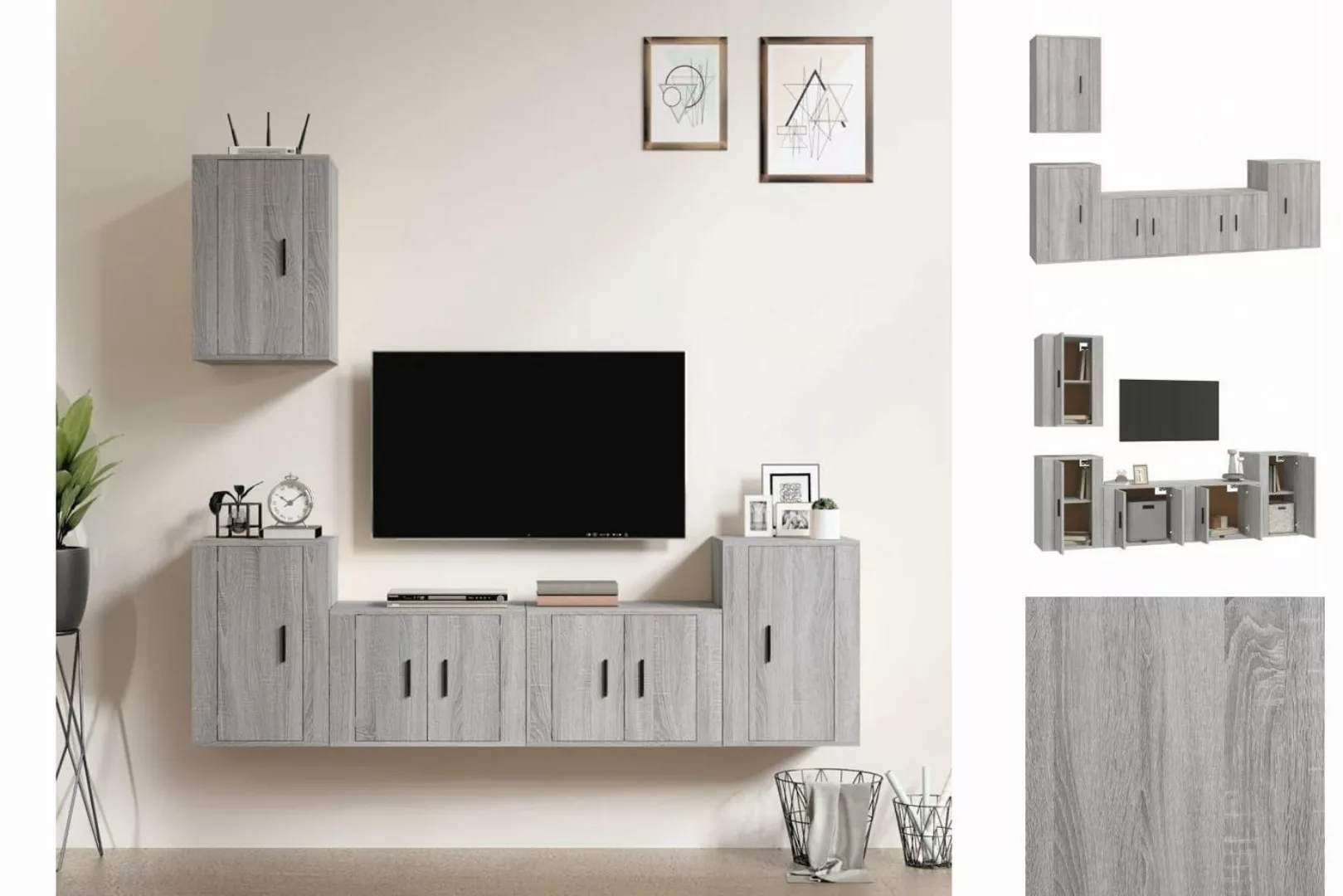 vidaXL TV-Schrank 5-tlg TV-Schrank-Set Grau Sonoma Holzwerkstoff TV-Lowboar günstig online kaufen