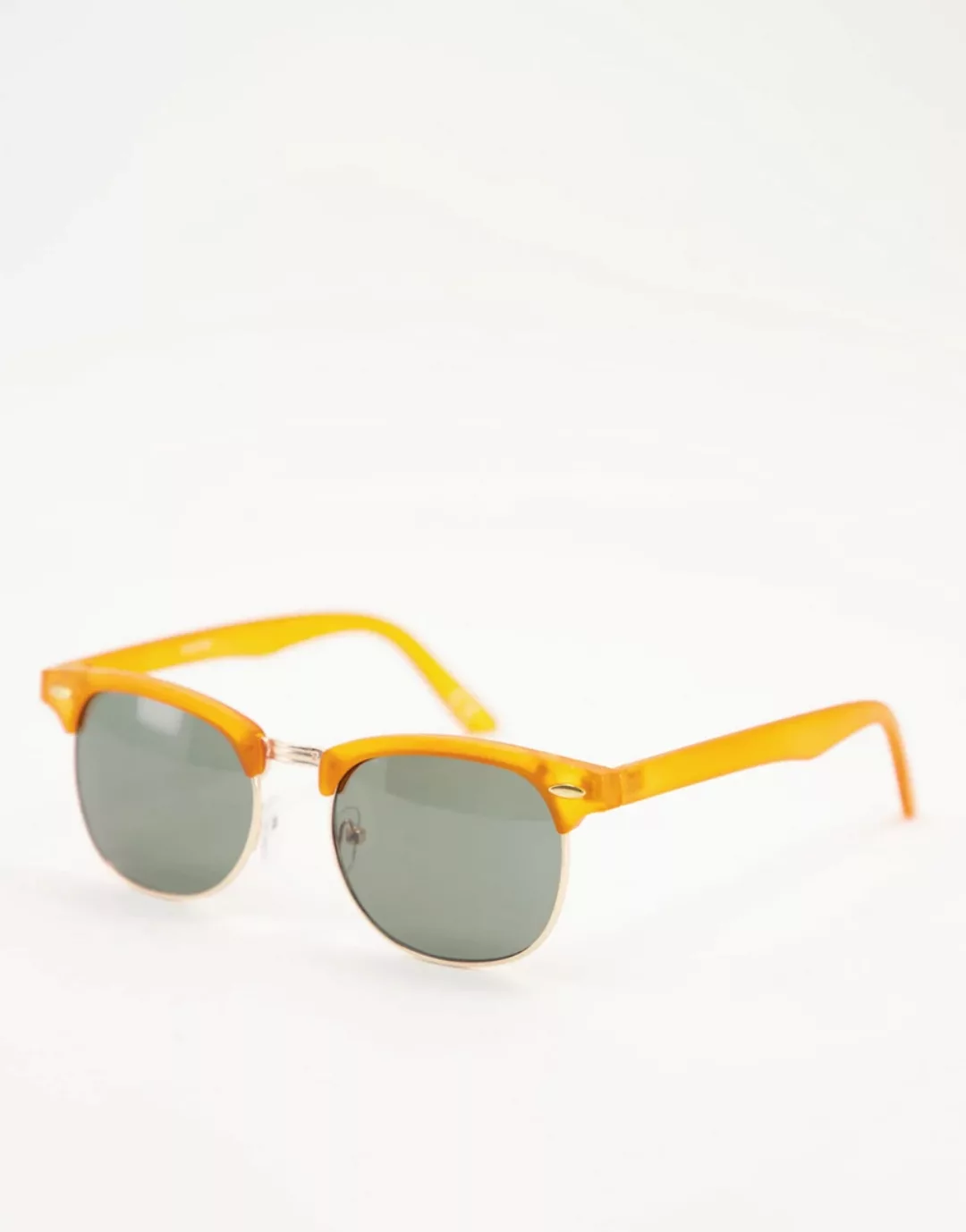 ASOS DESIGN – Retro-Sonnenbrille mit orangefarbenem Detail und getönten Glä günstig online kaufen