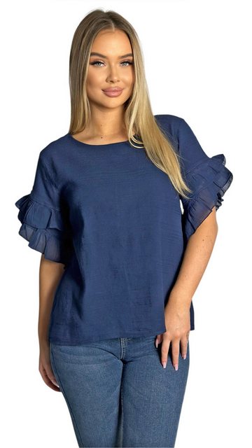 Mississhop Kurzarmshirt Charmantes Volant-Ärmel-Shirt – 100% Baumwolle M. 3 günstig online kaufen