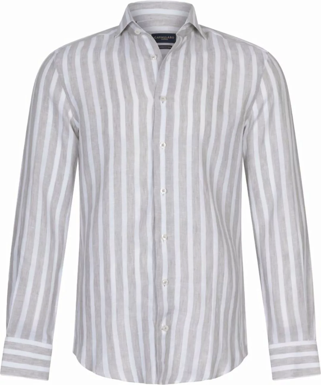 Cavallaro Trenso Hemd Leinen Streifen Beige - Größe 38 günstig online kaufen