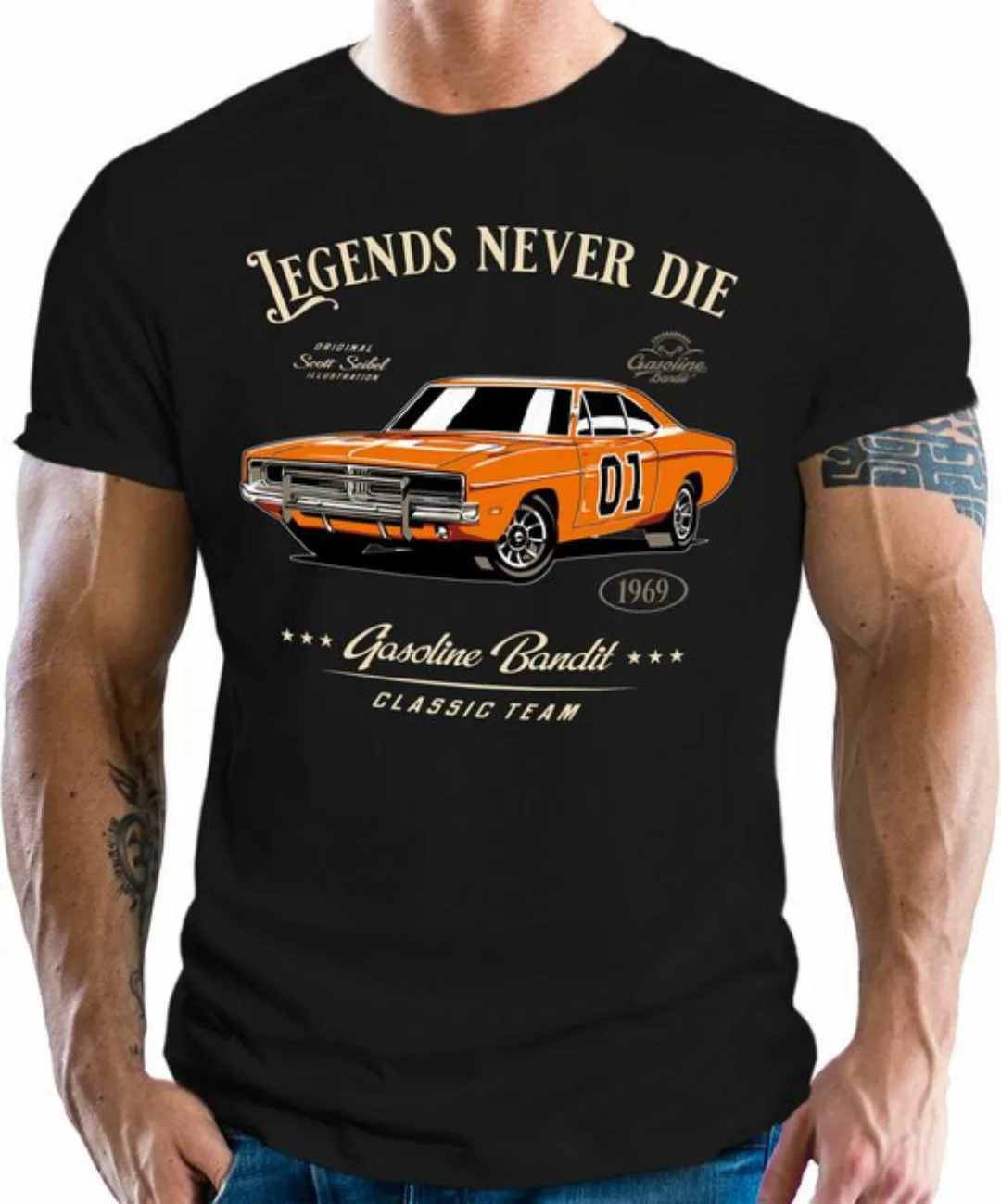 GASOLINE BANDIT® T-Shirt für US-Cars Classic Oldtimer Fans - V8 Legends nev günstig online kaufen
