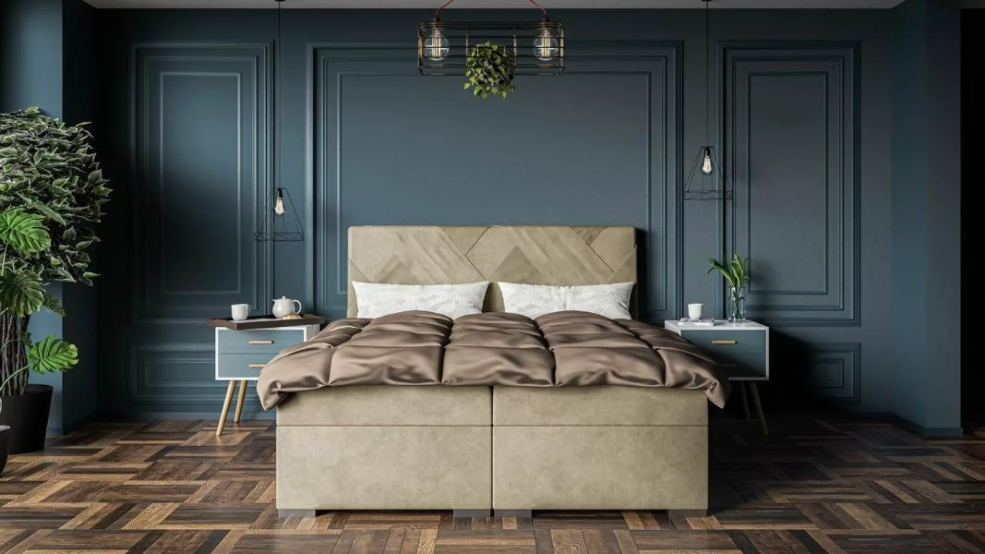 JVmoebel Boxspringbett Luxus Designer Schlafzimmer Polstermöbel Doppelbett günstig online kaufen