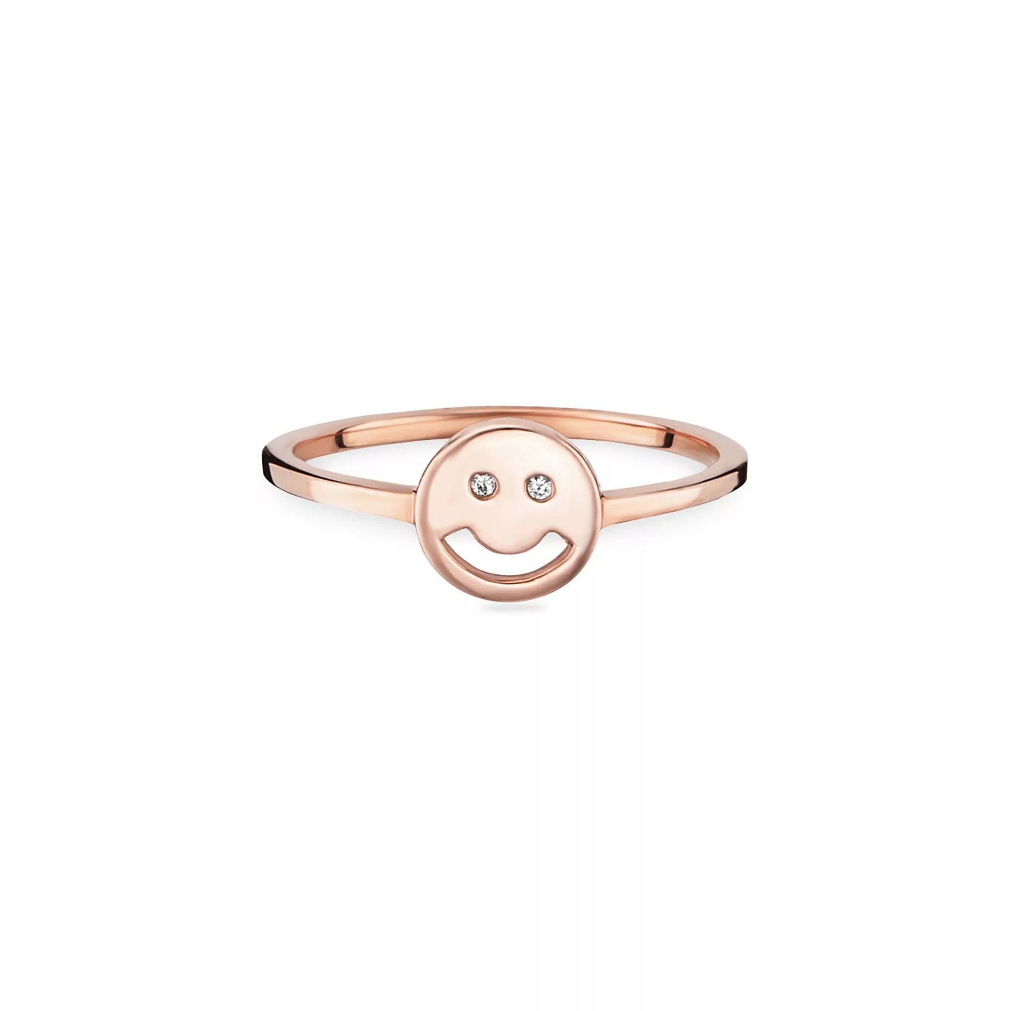 CAÏ Fingerring "925 Sterling Silber rotvergoldet Zirkonia Smile" günstig online kaufen