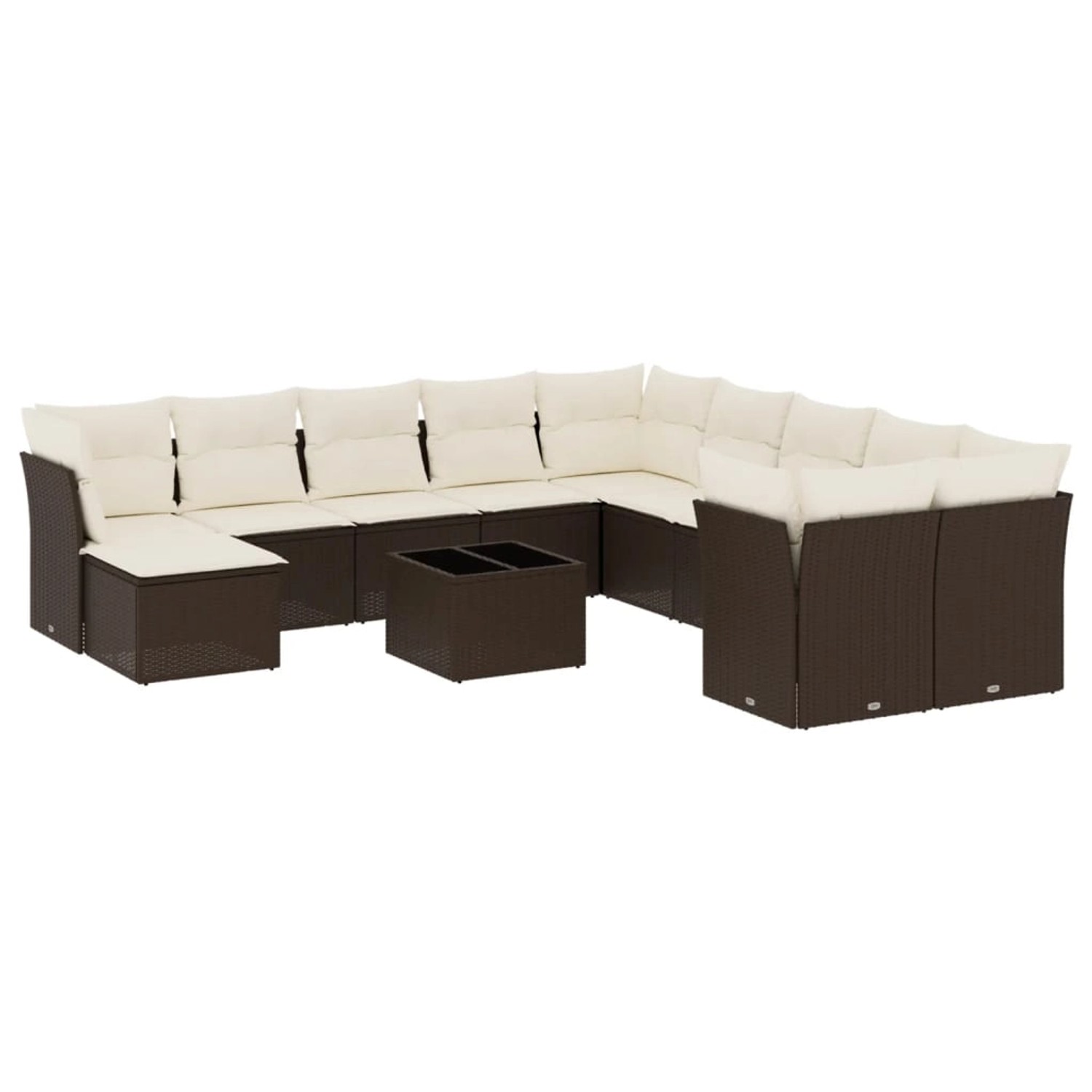 vidaXL 12-Tlg Garten-Sofagarnitur mit Kissen Braun Poly Rattan 3250462 günstig online kaufen