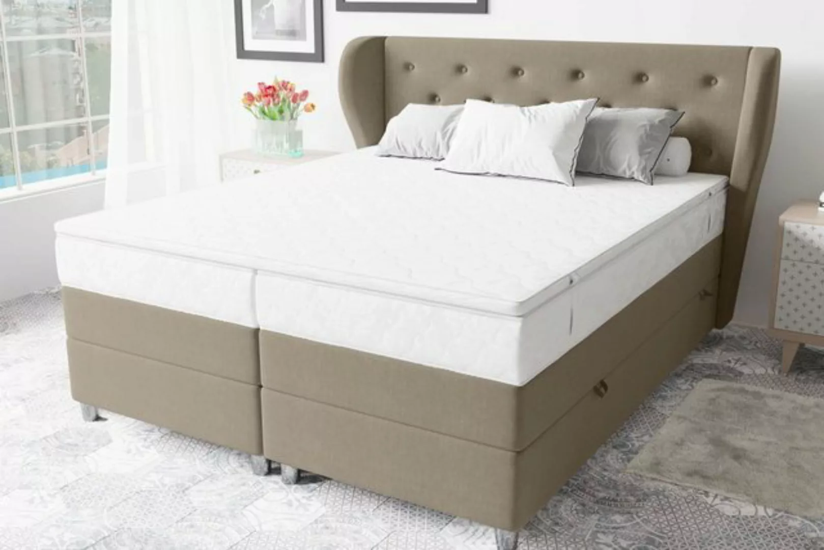 Stylefy Boxspringbett Hermes (Schlafzimmerbett, Bett), 140/160/180 x 200 cm günstig online kaufen