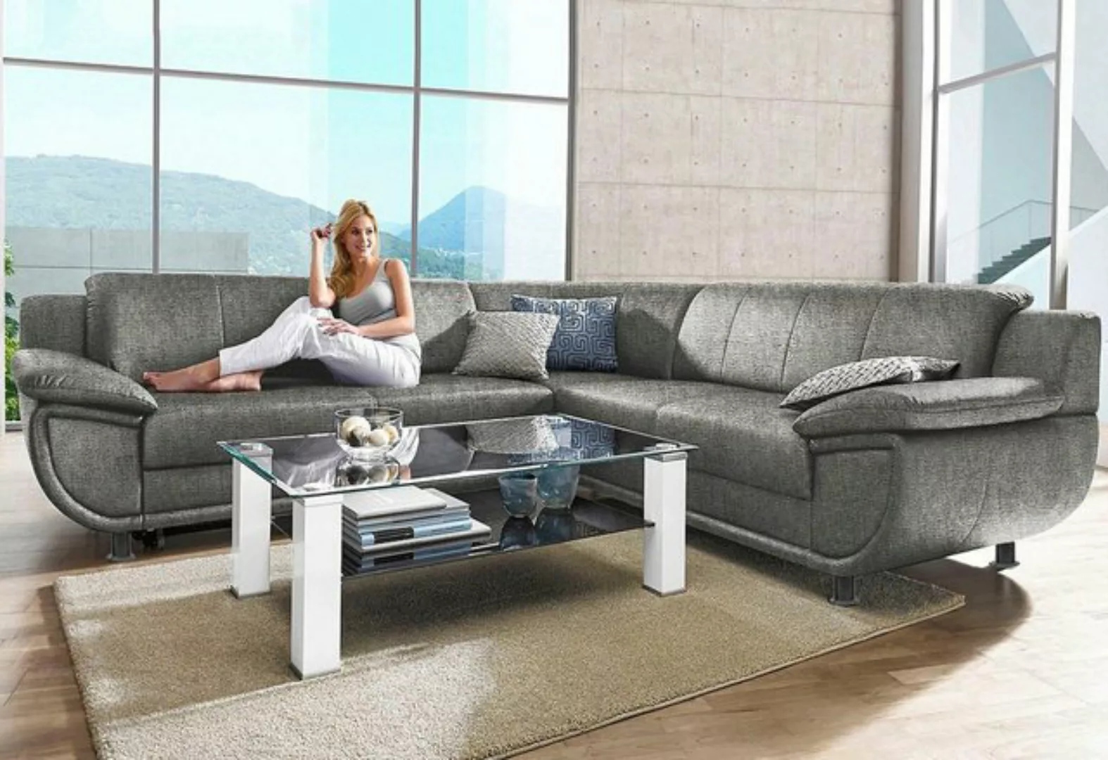 TRENDMANUFAKTUR Ecksofa "Rondo wahlweise mit Schlaffunktion, 267x247 cm (Bx günstig online kaufen