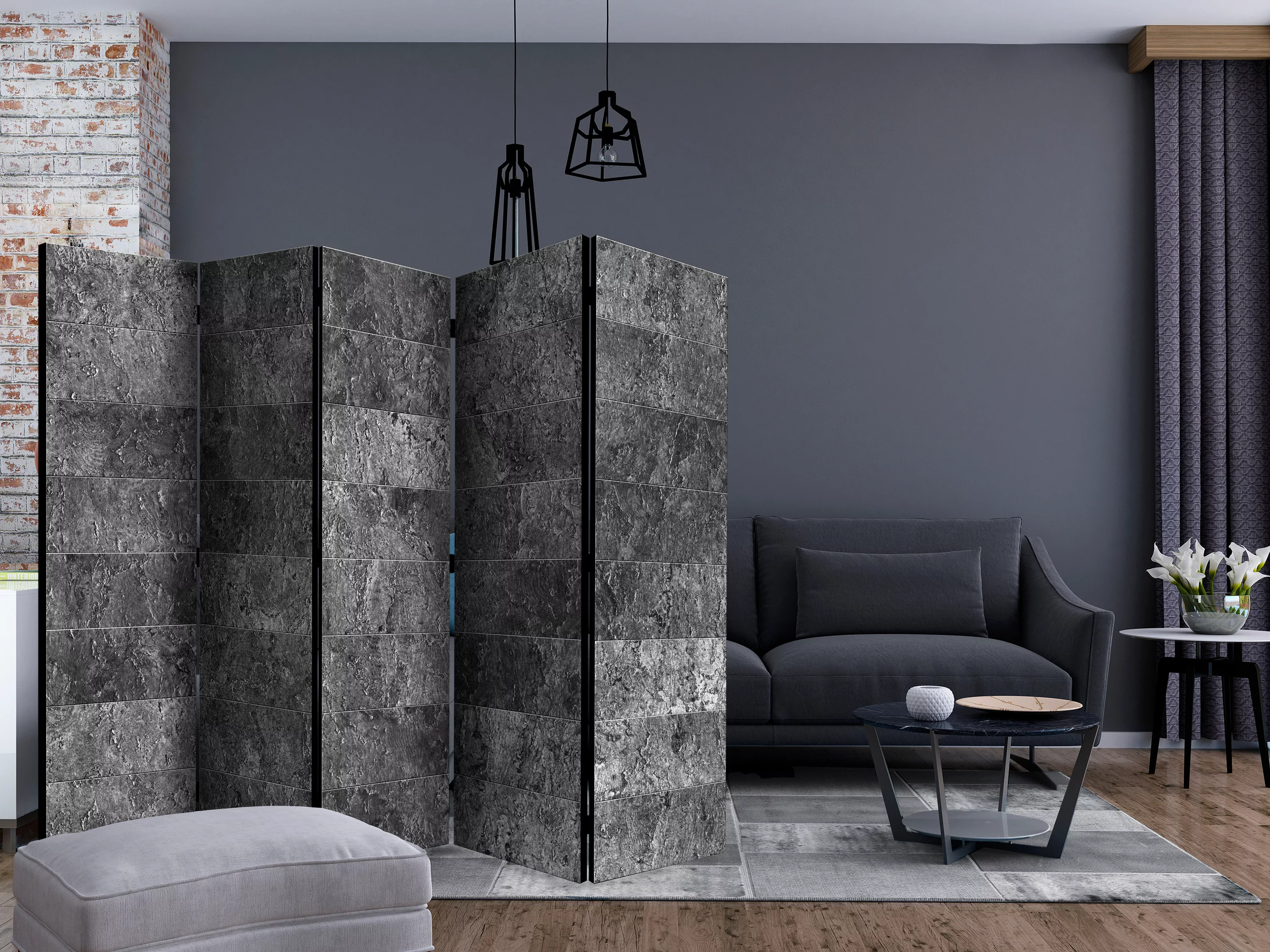 5-teiliges Paravent - Shade Of Grey Ii [room Dividers] günstig online kaufen