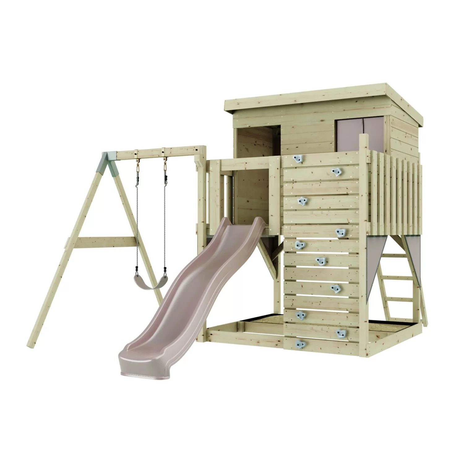 PolarPlay Spielturm Tjorven, mit Kinderschaukel, Altrosa günstig online kaufen