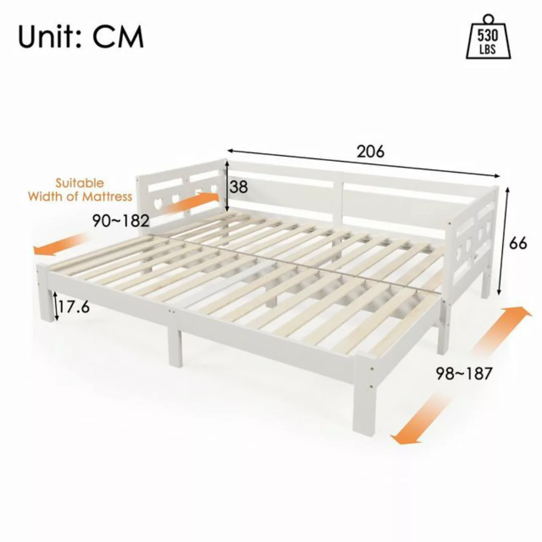 Fangqi Daybett Ausziehbar Bett,Kiefer massiv,mit 2. Schlafgelegenheit und R günstig online kaufen