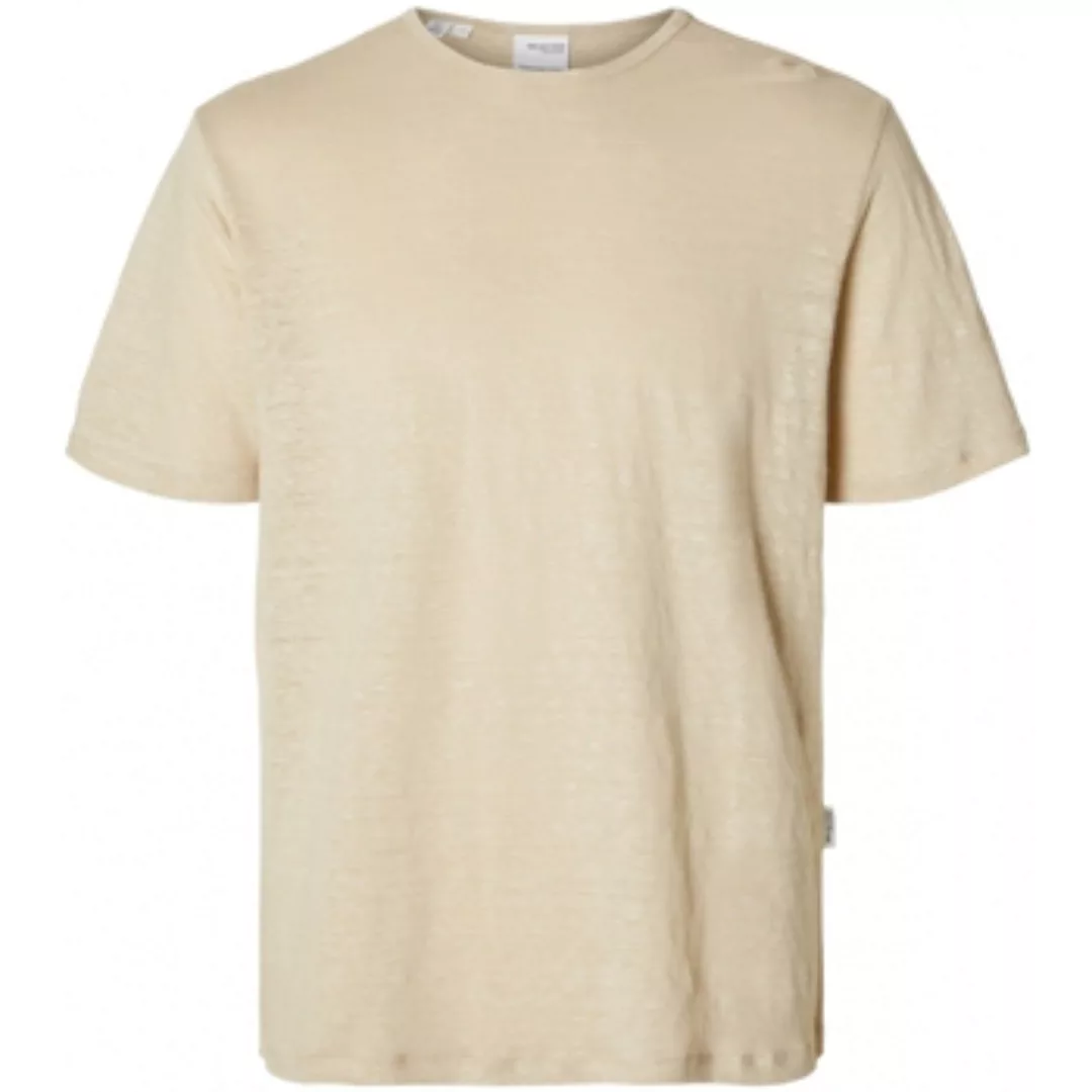 Selected  T-Shirts & Poloshirts T-Shirt Bet Linen - Oatmeal günstig online kaufen