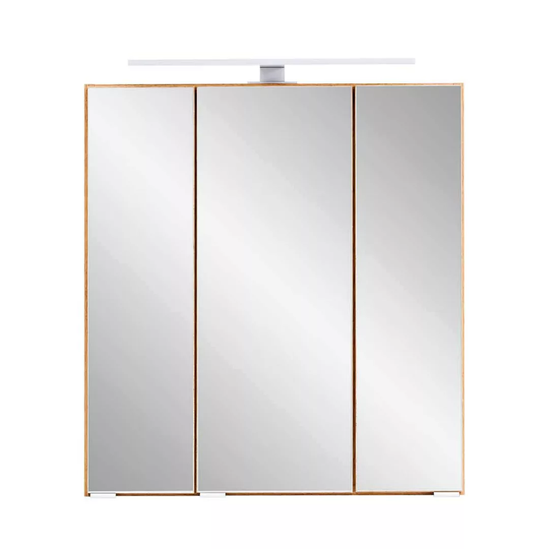 3 D Badezimmer Spiegelschrank Wildeiche Optik Korpus drei Türen günstig online kaufen