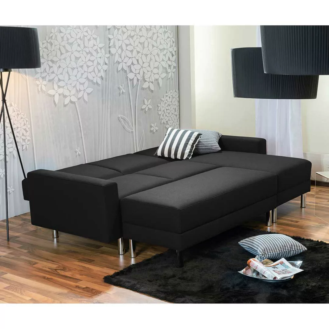 Ecksofa mit Schlaffunktion Schwarz (zweiteilig) günstig online kaufen