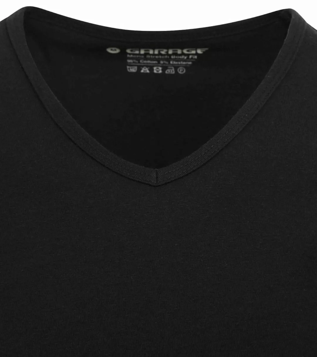 Garage Stretch Basic T-Shirt Schwarz V-Ausschnitt - Größe M günstig online kaufen