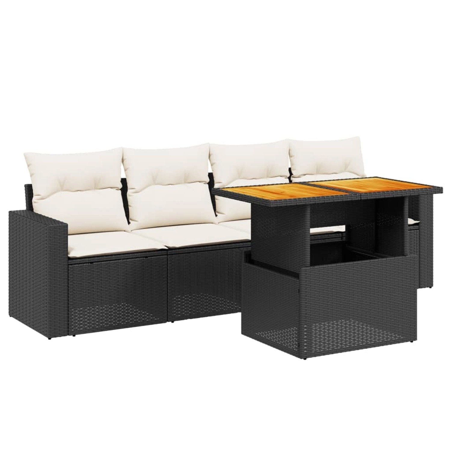 vidaXL 5-Tlg Garten-Sofagarnitur mit Kissen Schwarz Poly Rattan 3271189 günstig online kaufen